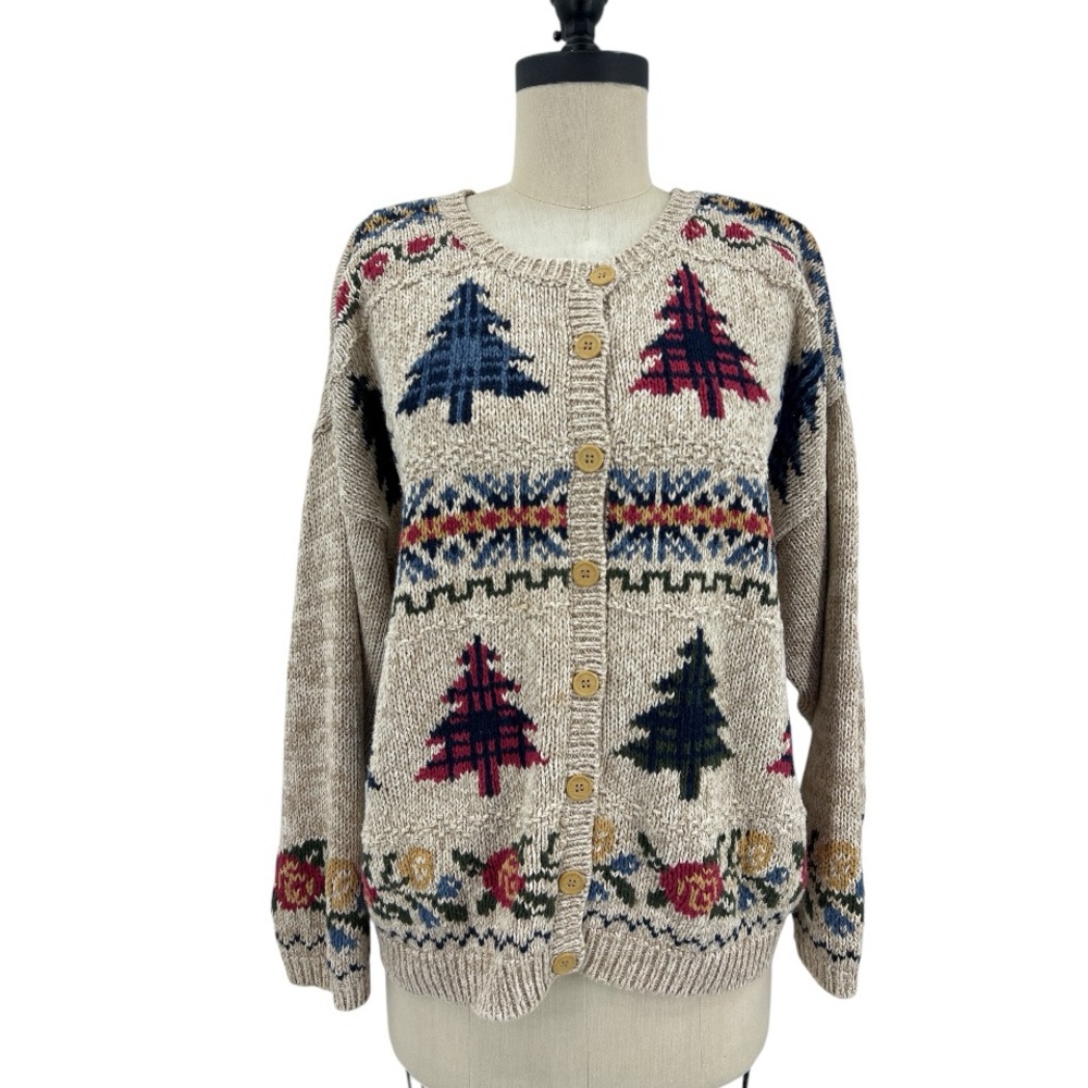 Jacque & Koko womens knit button up cardigan Holiday sweater size 18/20